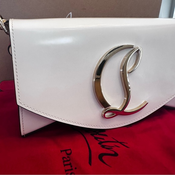 Christian Louboutin Large Loubi54 Crossbody White Leather Clutch - Picture 3 of 11